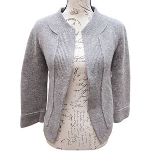 J. Crew Wool Cashmere Blend 3/4 Sleeve Grey Open Cardigan‎ Sweater Small